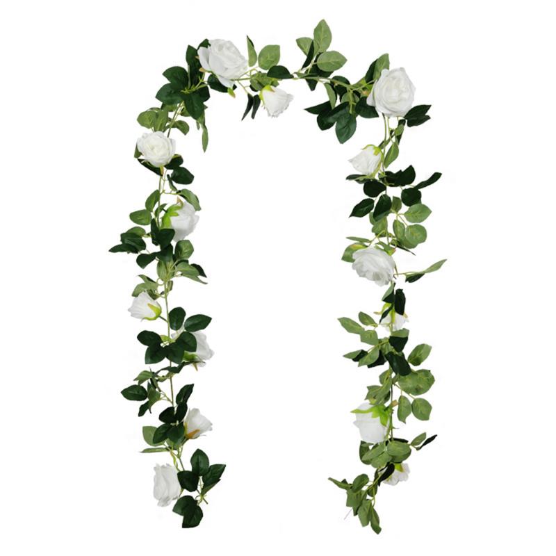 

Artificial Silk Rose Vine Hanging Flowers for Wall Decoration Fake Plastic Ivy Hanging Rose Garland Wedding Home Wall Decor, 1pcs