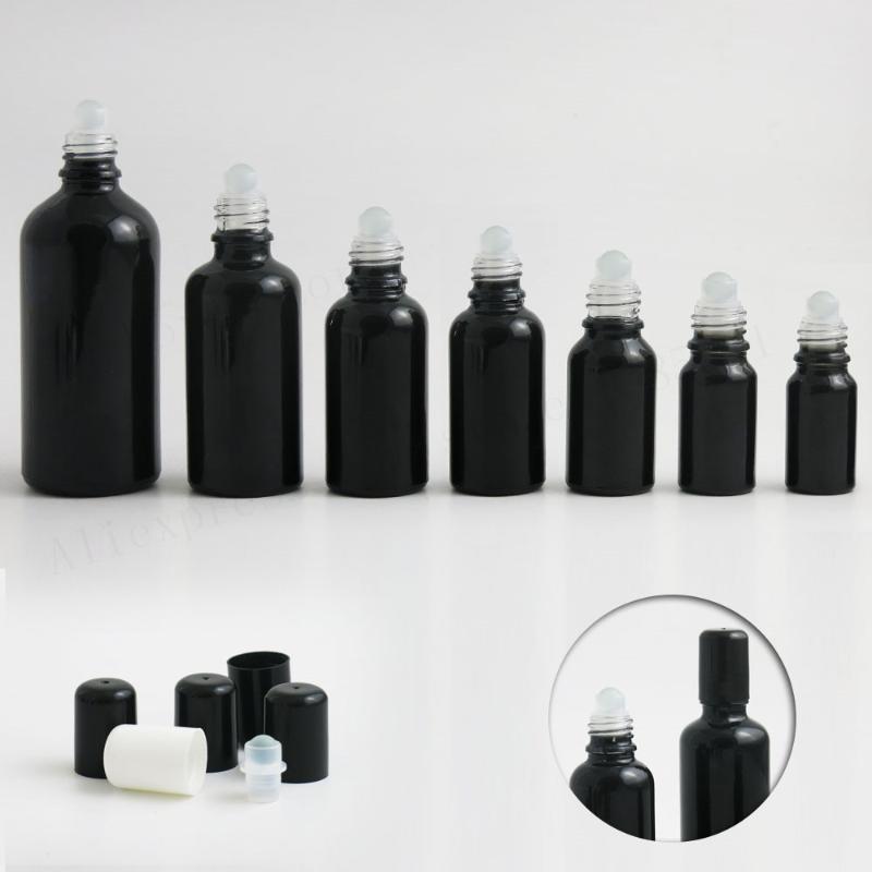 

20x 1oz Essential Oil Perfume Refillable Small Empty Glass Bottle 5ml 10ml 15ml 20ml 30ml 50ml 100ml Black Roll On Roller Bottle
