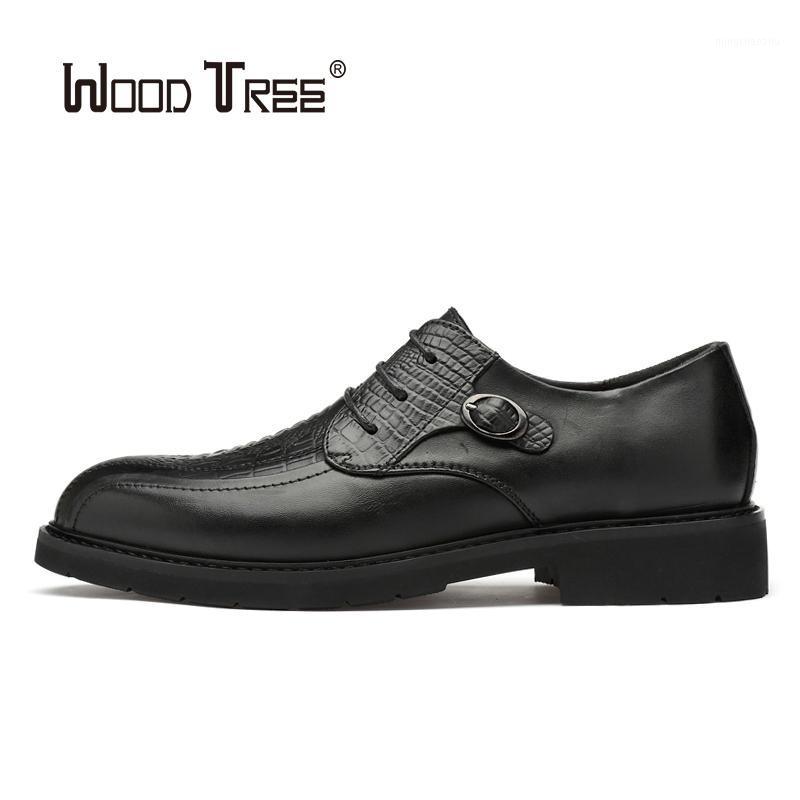 

WOODTREE Men's Leather Formal Business Shoes Men's Office Work Flat Shoes Oxford Breathable Banquet Wedding Anniversary1, Black
