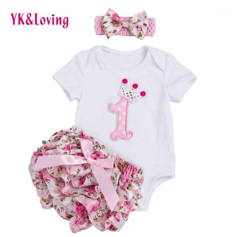 

Newborn Baby Girl Bodysuits Sets Body Infantil Menina Short Sleeve+Headband+Bloomer 2020 Cotton Infant Jumpsuit YK&Loving Z6051, 72z605