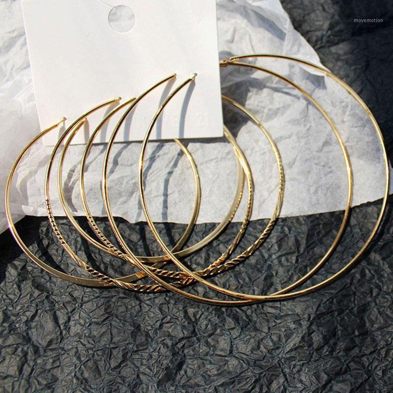 

3 pairs/set 2020 Summer Trendy Rose Gold Engraved Flower Minimalism Hoop Earrings Set Korean Fashion Chic Women Party Jewelry1