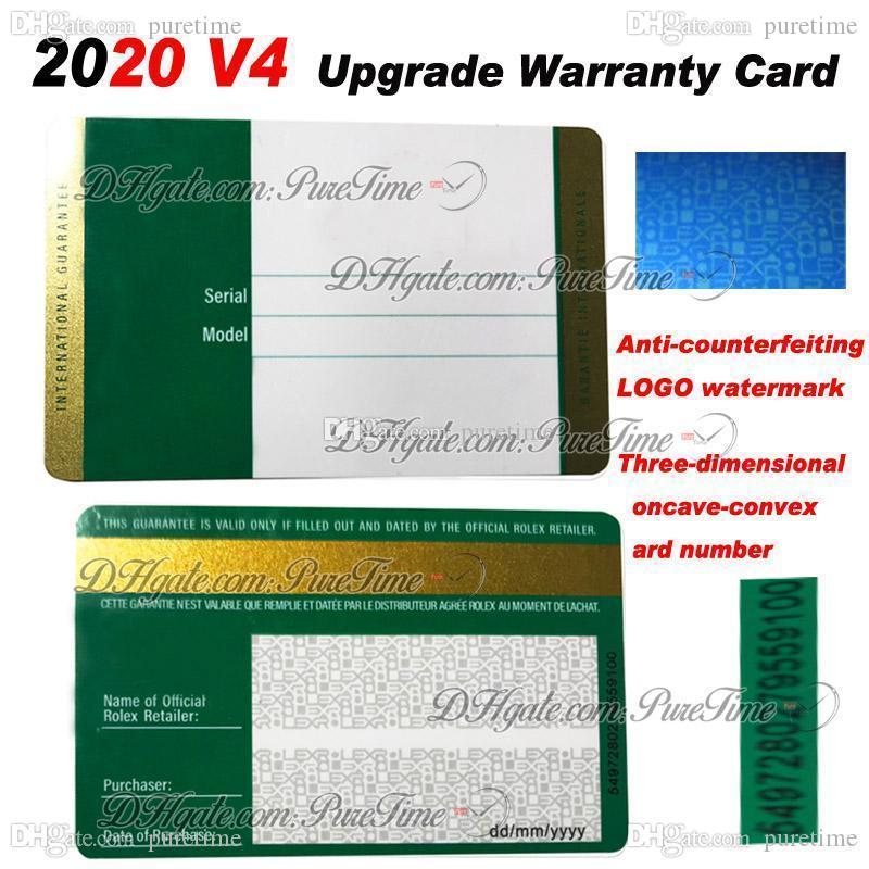 

2020 V4 Watch Green International Warranty Card Latest Version Customize Unique Card Number Super Edition 116610 116500 126710 2021 Puretime