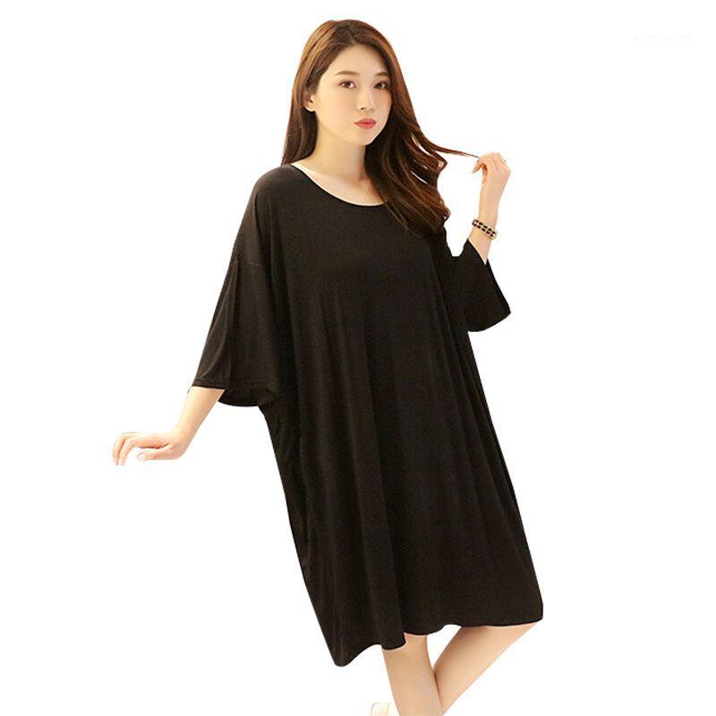 

Women Nightgown Summer Sleepwear Casual Night Dress Plus Size 100KG Half Sleeve Dresses Women Loose Nightdress Home Clothes1, Light gray