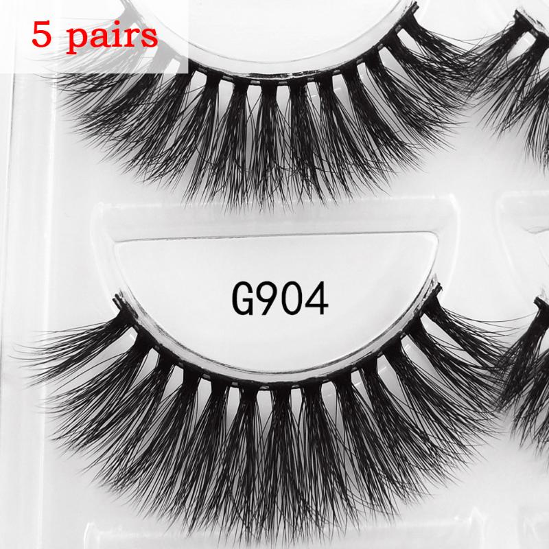 

3D Mink Eyelashes And False Eyelashes 5 Pairs Of Pure Handmade Natural Thick 5 Kinds To Choose From, Pink Color Box