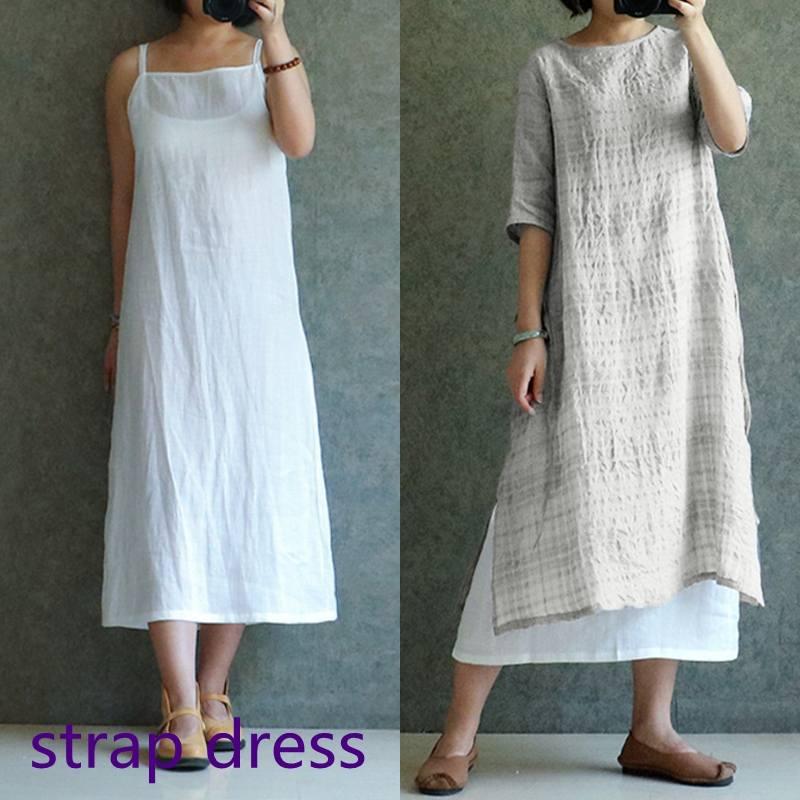 

Vestidos 5XL Celmia Women Sexy Spaghetti Strap Sleveless Long Shirt Dress Casual Loose White Beach Sundress Femme Plus Size