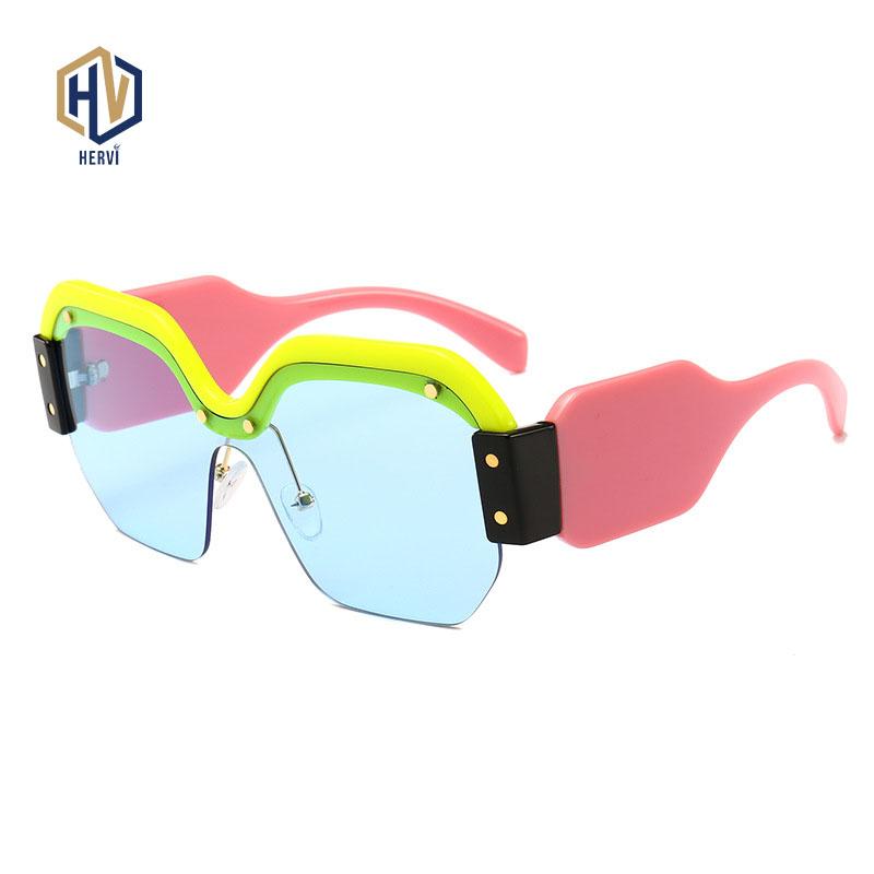 

Sunglasses Siamese Female Irregular Half Frame Sun Glasses Ocean Lens Gradient Eyeglasses UV400