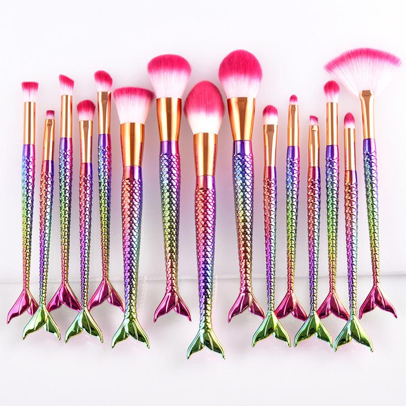 

Professional Makeup brushes Set Mermaid Gradient Makeup Brush Foundation Eyebrow Eyeliner Blush Cosmetic Concealer Brushes Tools