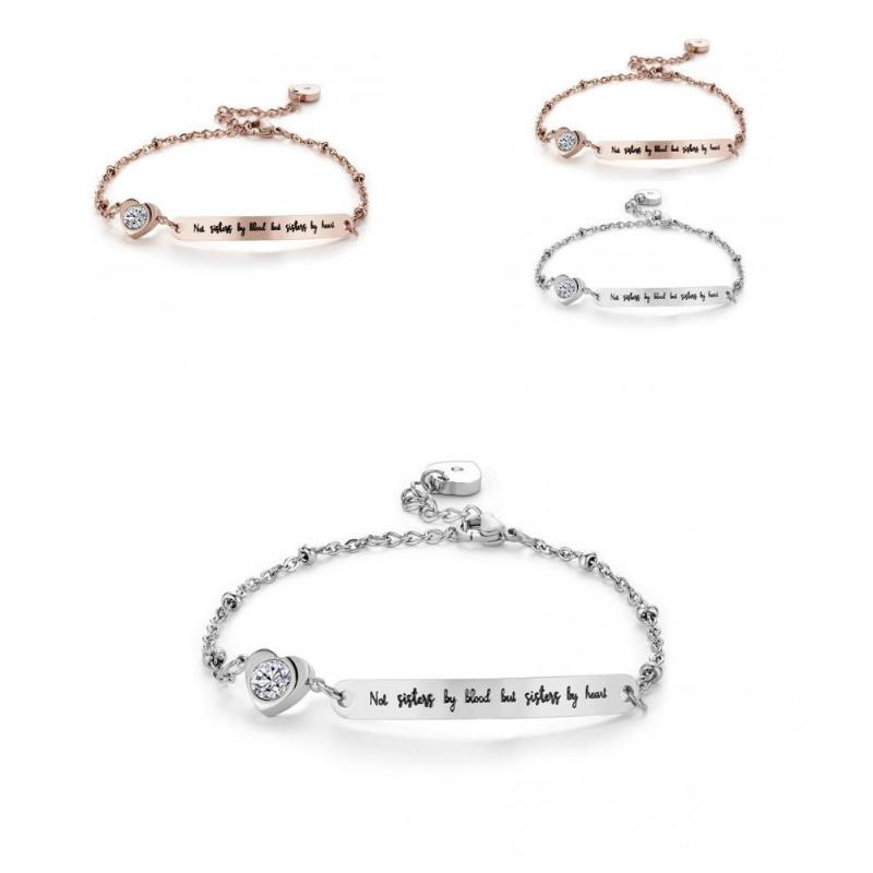 

Bangle Titanium Steel Great Love Rhinestone Chain Bracelet Gift Women Lobster Clasp Jewelry Accessory