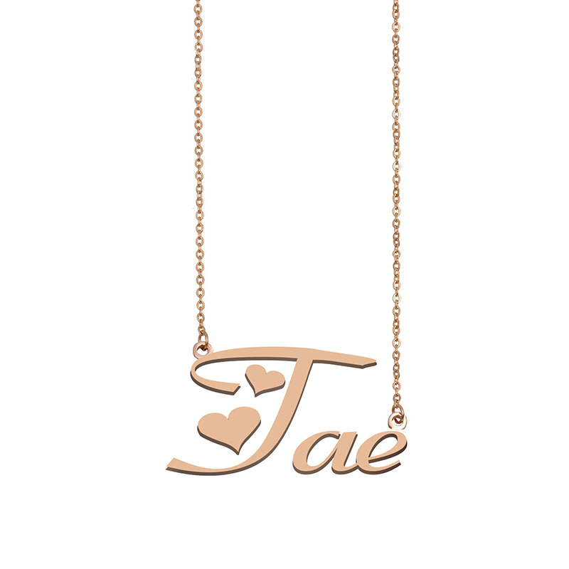 

Tae Name Necklace Custom Nameplate Pendant for Women Girls Birthday Gift Kids Best Friends Jewelry 18k Gold Plated Stainless Steel