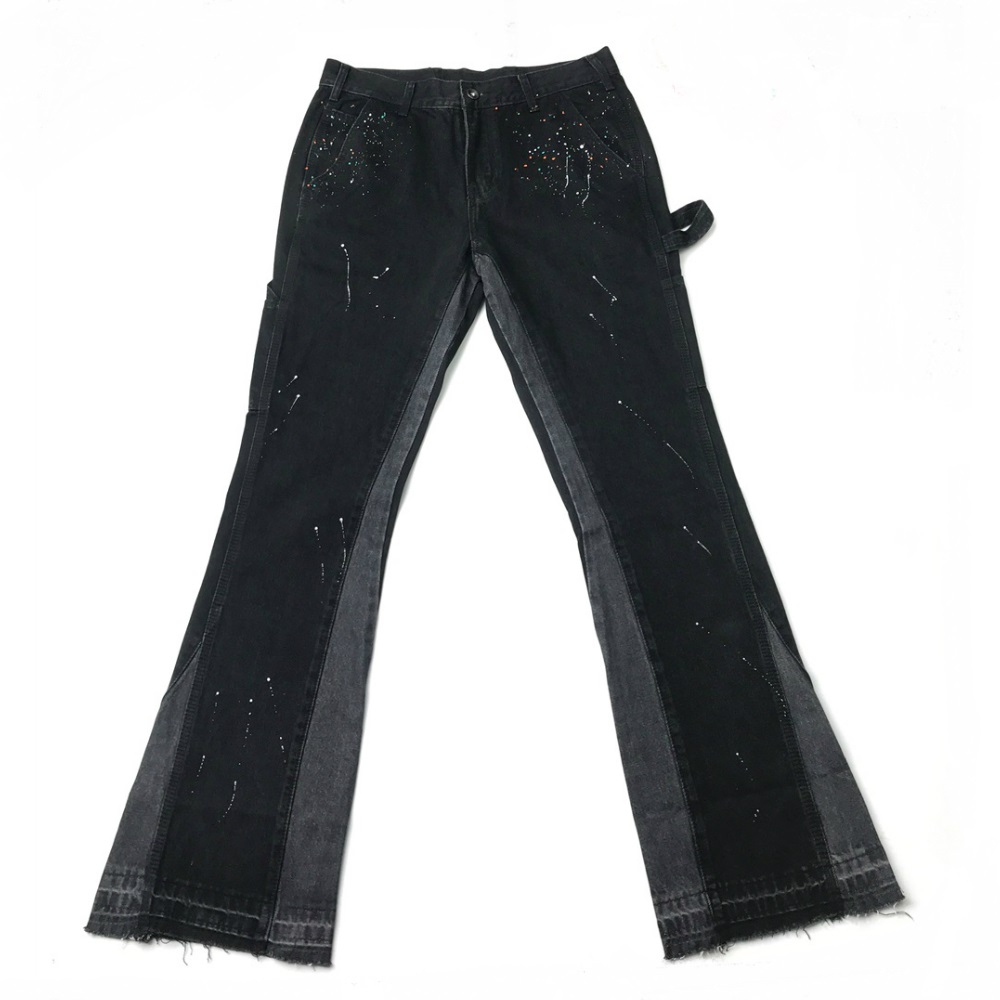 

Men Washed Black Slim Jeans Multicolor Paint Streetwear dongguan_ss, Blue