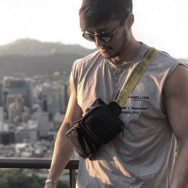 

New Detachable Cross Body Hip Inclined shoulder bag Unisex Fanny Pack Waist Bag Men Canvas off Bags multi pocket shoulder bag191R, Black