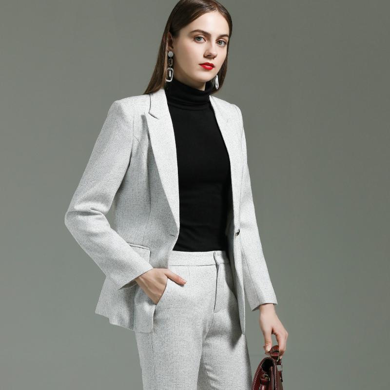 

Autumn Winter Uniform Designs Pantsuits with Pants and Jackets Coat for Ladies Office Professional High Quality Fabric Blazers