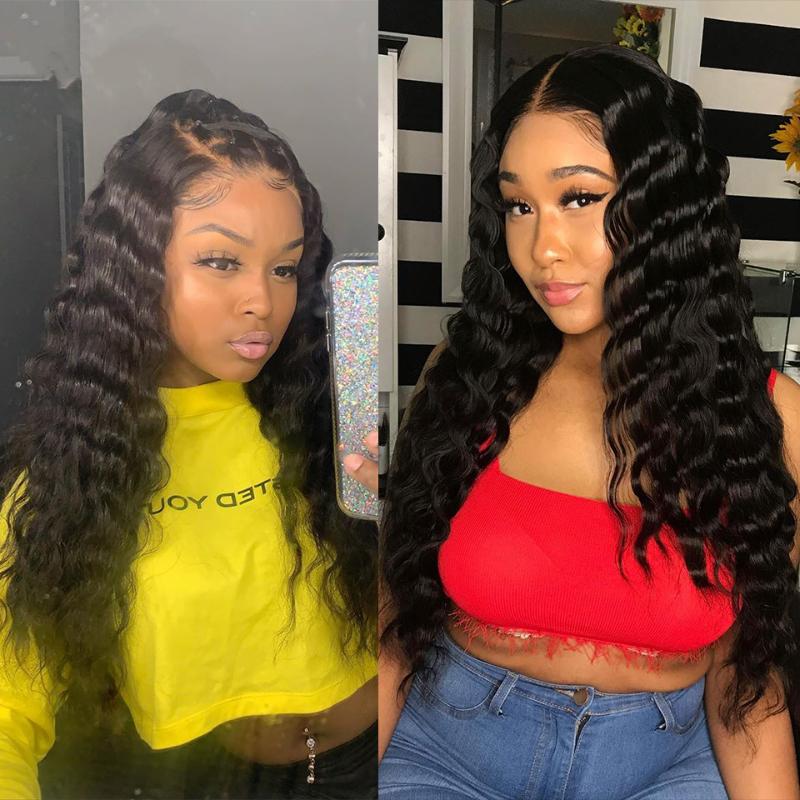 

Sdamey T Part Lace Front Human Hair Wigs Middle Part Brazilian Deep Wave Human Hair Wigs 13*1 Lace Frontal Pre Plucked Remy, T part hd lace wig