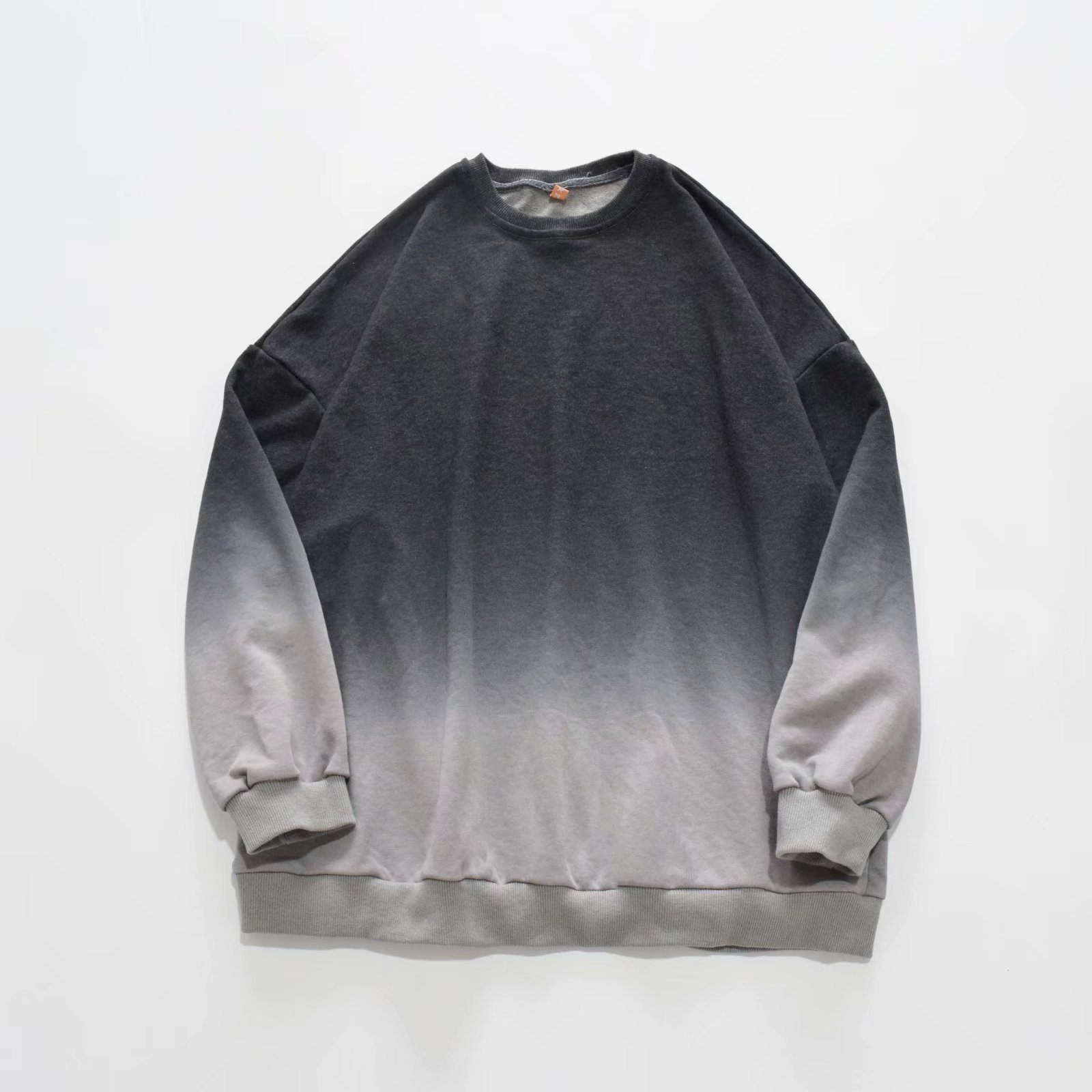 

Men Hoodies Gradient O-neck Long Sleeve Tie Dye Baggy All-match Hip Hop Male Clothes Korean Fashion Harajuku Sweatshirts, Black