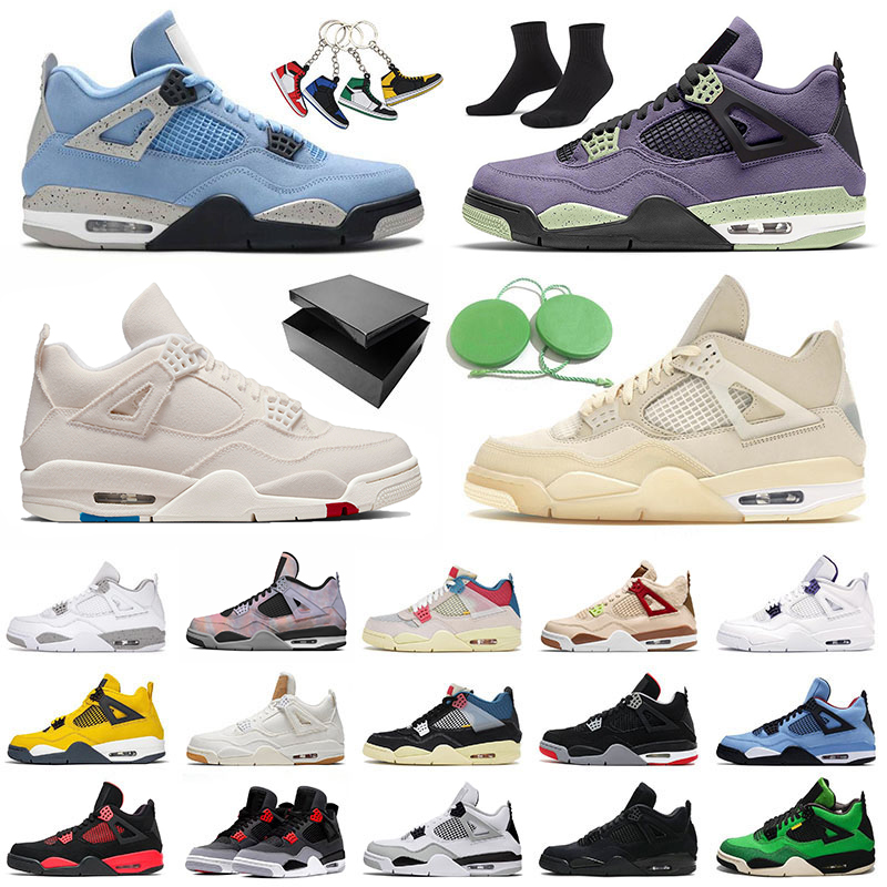 

Jorden4s Jorden 4 Jumpman Mens Womens Basketball Shoes Designer J4 Peach Sail Canvas Military Black Cat Blue Thunder Jorda 4s IV Cactus Jack Sneakers Trainers Size 13, 40-47 cool grey