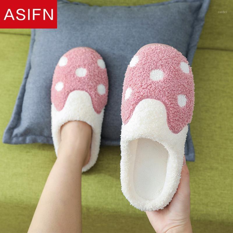 

ASIFN Women Winter Faux Fur Slippers Thick Bottom Matching Cute Polka Dot Ladies Slides Indoor Bedroom Flats Zapatos De Mujer1, Pink