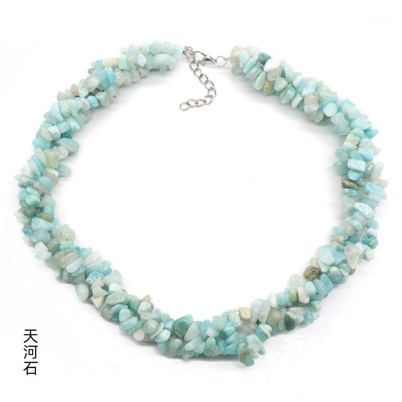 

New popular fashion natural 3row irregular stone necklace1