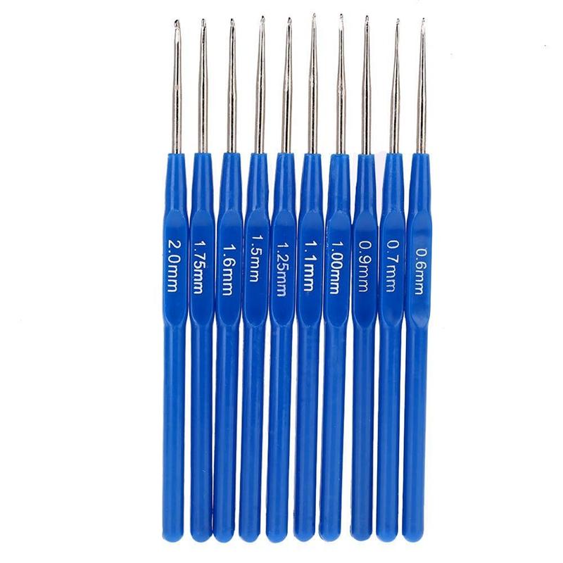 

10pcs Metal Knitting Needles Crochet Hooks Kits With Ergonomic Grips 0.6-2.0mm