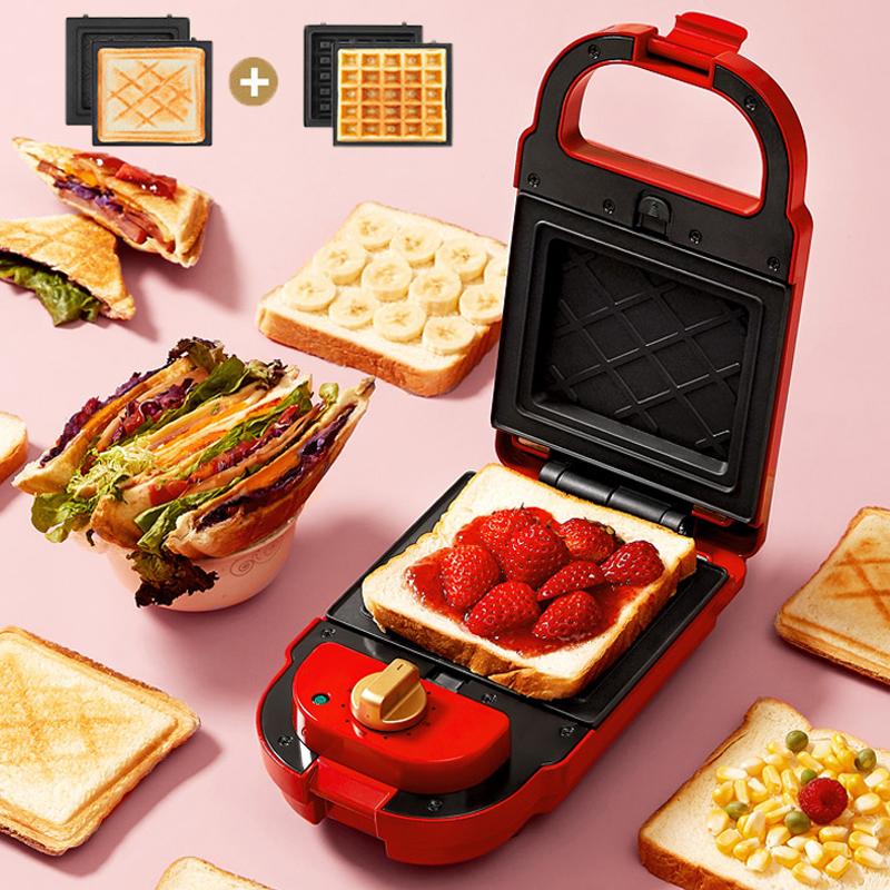 

600W Electric Sandwich Maker Timing Waffle Maker Breakfast Toaster Baking Machine Multifunctional Sandwichera 220V