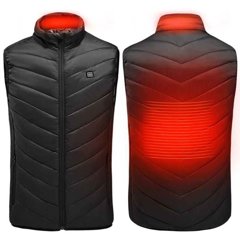 

Outdoor Men Electric Heated Vest USB Heating Sleeveless Vest Winter Thermal Coat, Black