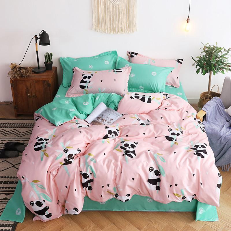 

Panda pattern design duvet cover with pillowcase quilt cover sheets King size bedding set 4 pieces Kids bedding Single size1