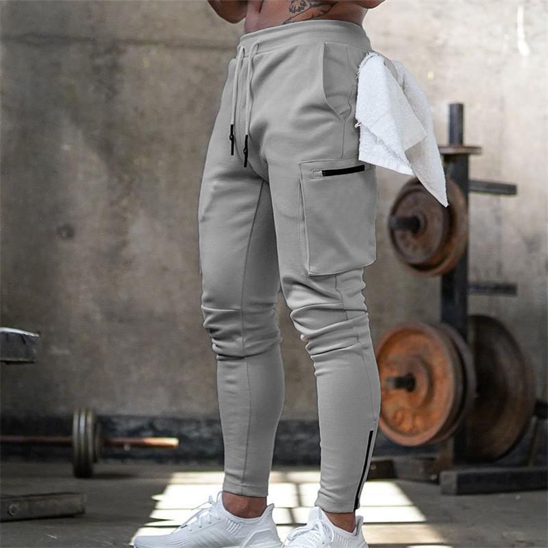 

Mens Jogger Pnats Sweatpants Man Gyms Workout Fitness Cotton Trousers Male Casual Fashion Skinny Track Pants Zipper design Pants, Black