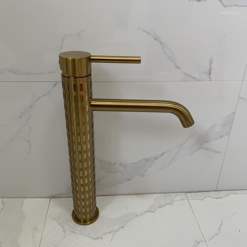 

Brass gold bathroom faucet hot and cold Water tap restroom sink mixer faucet homestay hotel villas decoration home improvement1