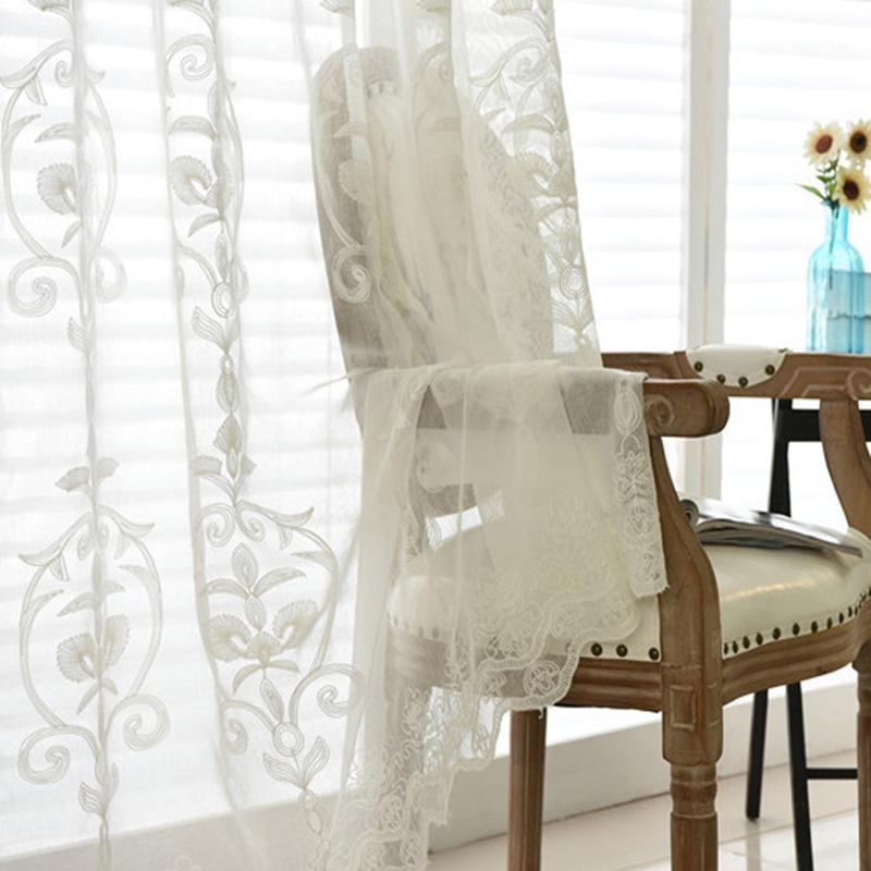 

European Embroidery Lace Voile Tulle Bedroom Living Room Curtain Fashion Window Screen Finished Fabric Tulle Curtain M212#401