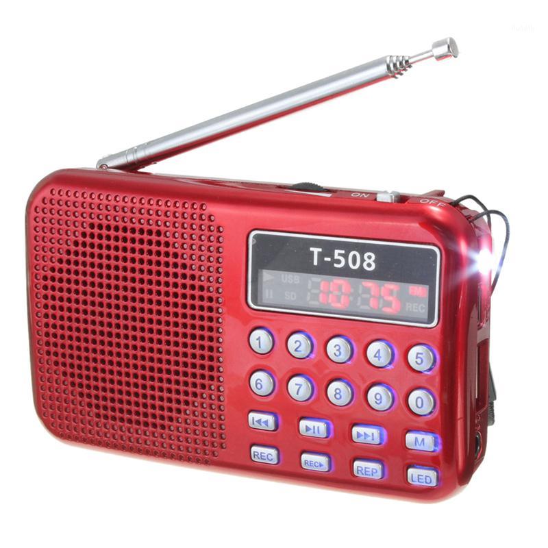 

T508 Mini Portable LED Light Stereo FM Radio MP3 Music Player TF USB Speaker, Red1