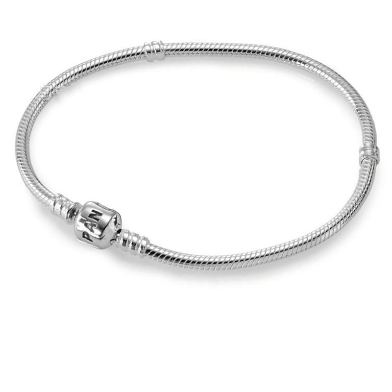 

Pan High Quality Silver Color Snake Chain Fine Bracelet Fit European Charm Bracelet for Women DIY Jewelry Making