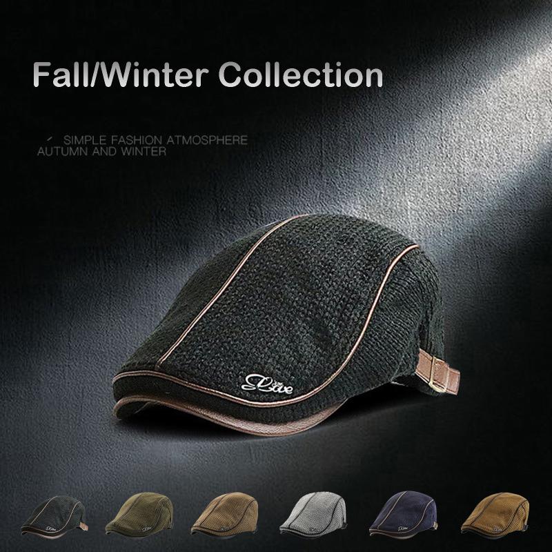 

2021 New style for men painter cap ashion Men's Knit Flat Cap Padded Warm Beret Caps Casual Outdoor Visor Forward Hat backet hat