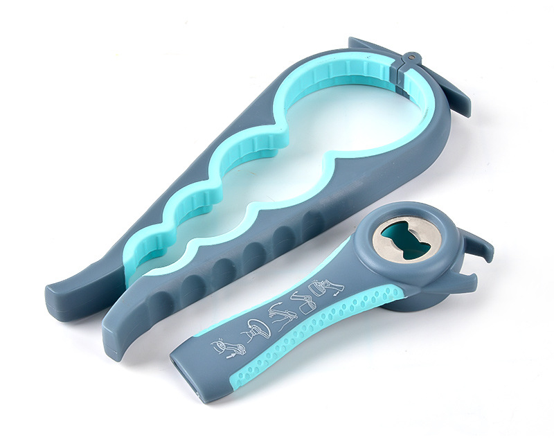 

5in1 Bottle Opener Kit Easy Grip Jar Opener Multi Use Manual Twist Unscrew Tool for Various Size Lids Kitchen Gadgets