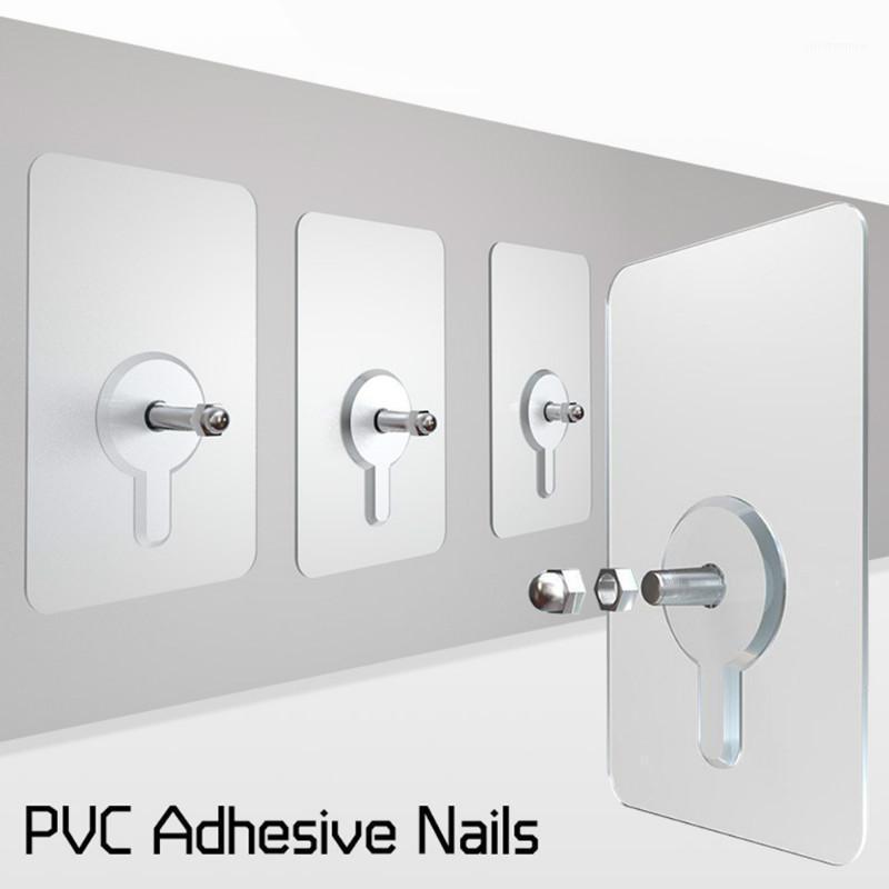 

New 2 pcs PVC adhesive nails wall poster Non-trace stick Wall Hook durable practical transparent strong adhesive screw Nail1