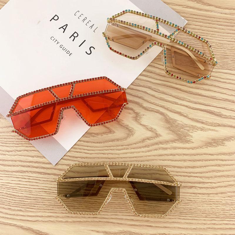 

diamond Goggles Sunglasses Men Women 2020 Fashion One Piece Red Blue Colorful Oversized Sunglasses Shades FML1
