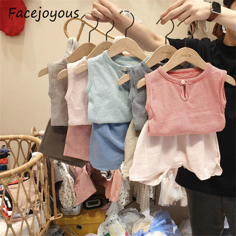

2021 New Summer Newborn Girls Boys Clothes Set Cotton Casual Sleeveless Tops Vest + Shorts Pp Pant Baby Clothing 2pcs Infant Outfit J9id, Red2pcs