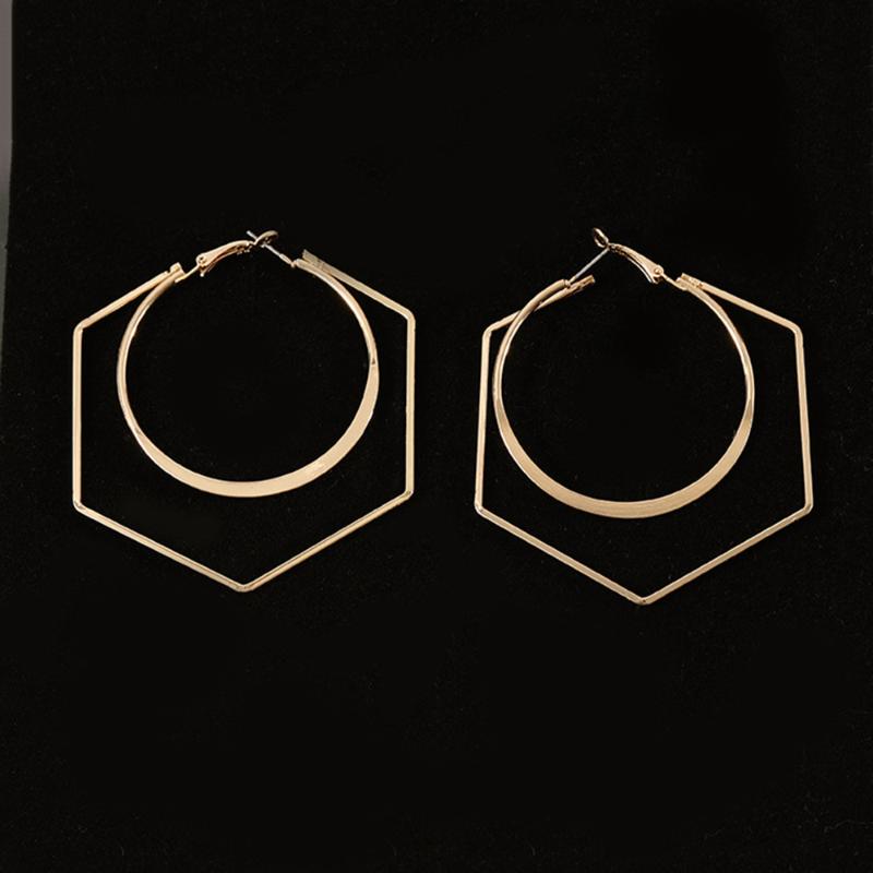 

Women Geometric 2020 New Arrival Classic Oorbellen Earrings Temperament Of Hexagonal Geometry Aros Big Aretes Ear Rings