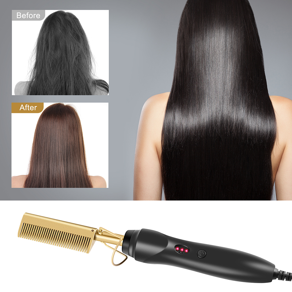 

Electric Hot Comb Heating Comb Straightener Flat Iron Hair Straightening Brush Hair Curler Brush Professional Hair Straighteners