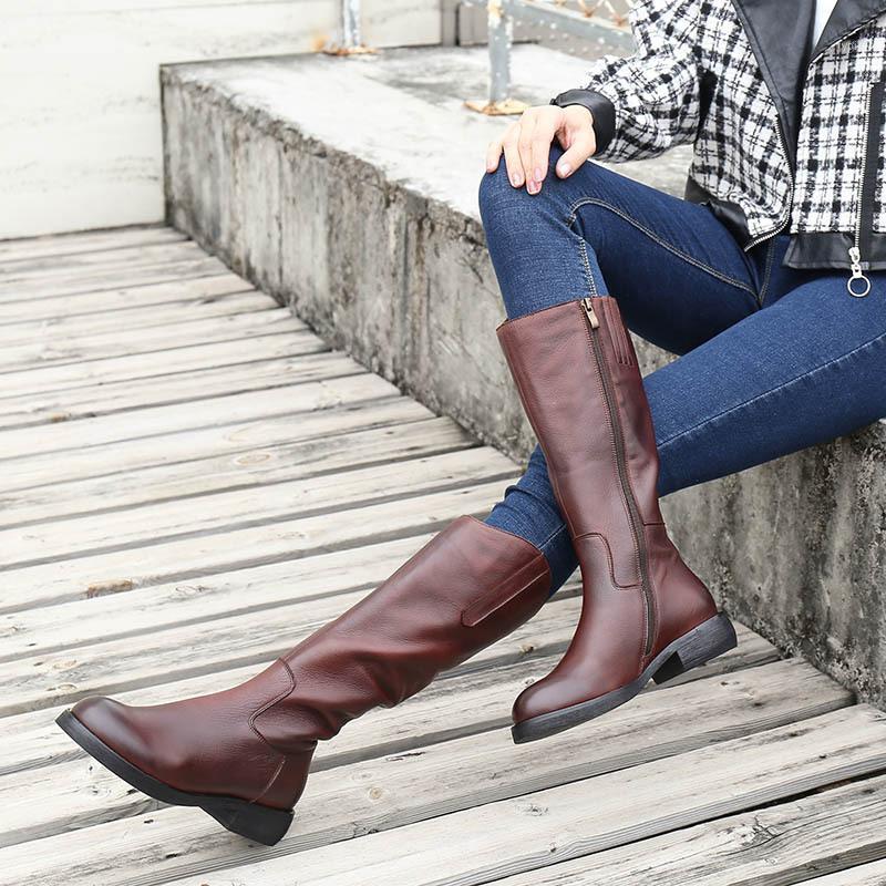 

new winter boots fashion long boots round toe side zipper high tube long velvet1, Beige
