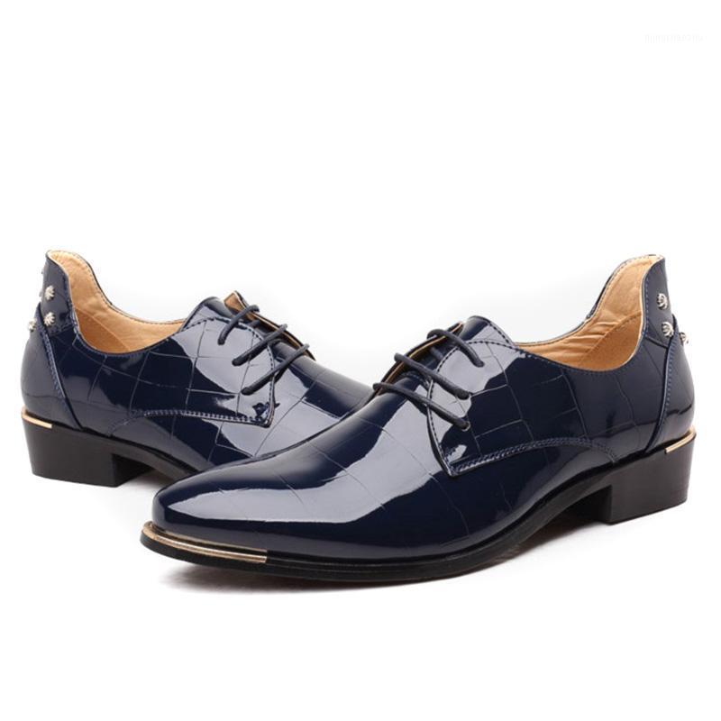 

Dress Shoes 2021 Men Business Pointed Toe Patent Leather Dance Party Arrival Oxfords Luxury Desinger Mens1, Red