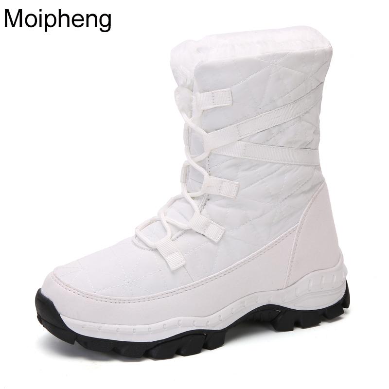 

Moipheng Women Boots Winter Shoes Warm Snow Boots Ladies Mid-calf Plus Size Hot Platform Female Botas Mujer White Booties, Black