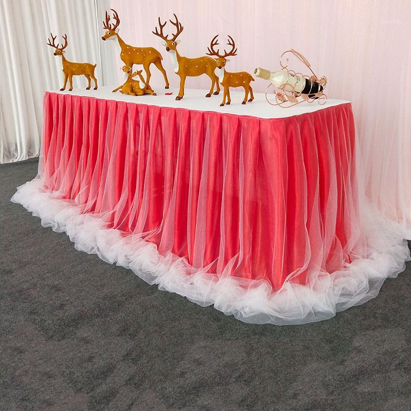 

Chiffon Organza Wedding Table Skirt for Table Cloth Party Wedding Birthday Party Baby Shower Banquet Decoration Skirting1