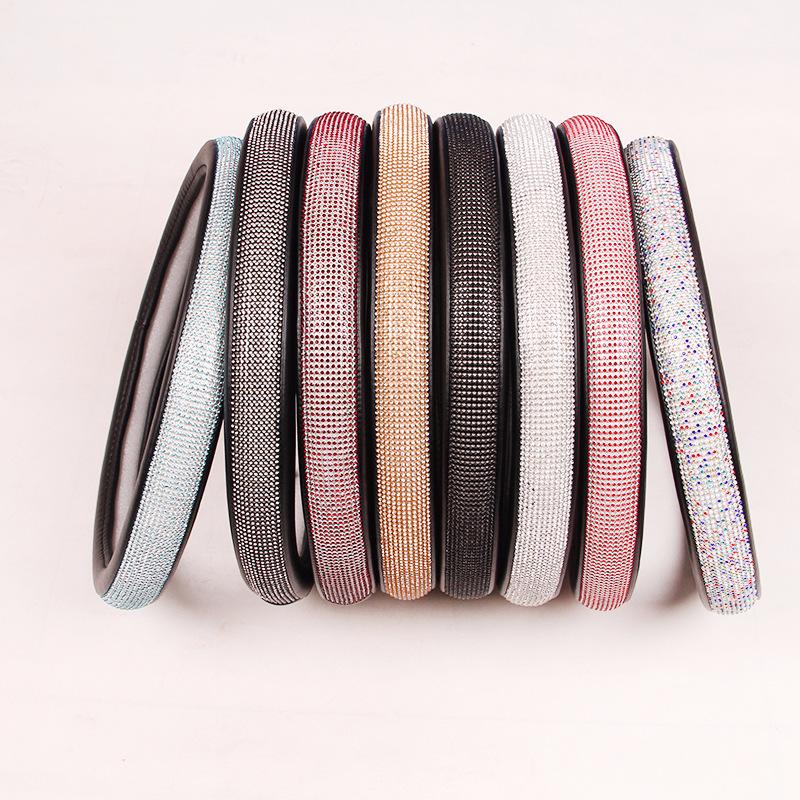 

2020 New Design 38cm Four Season Car Steering Wheel Cover with Glitter Diamonds Anti-slip Steering Cover for Women Great Gift