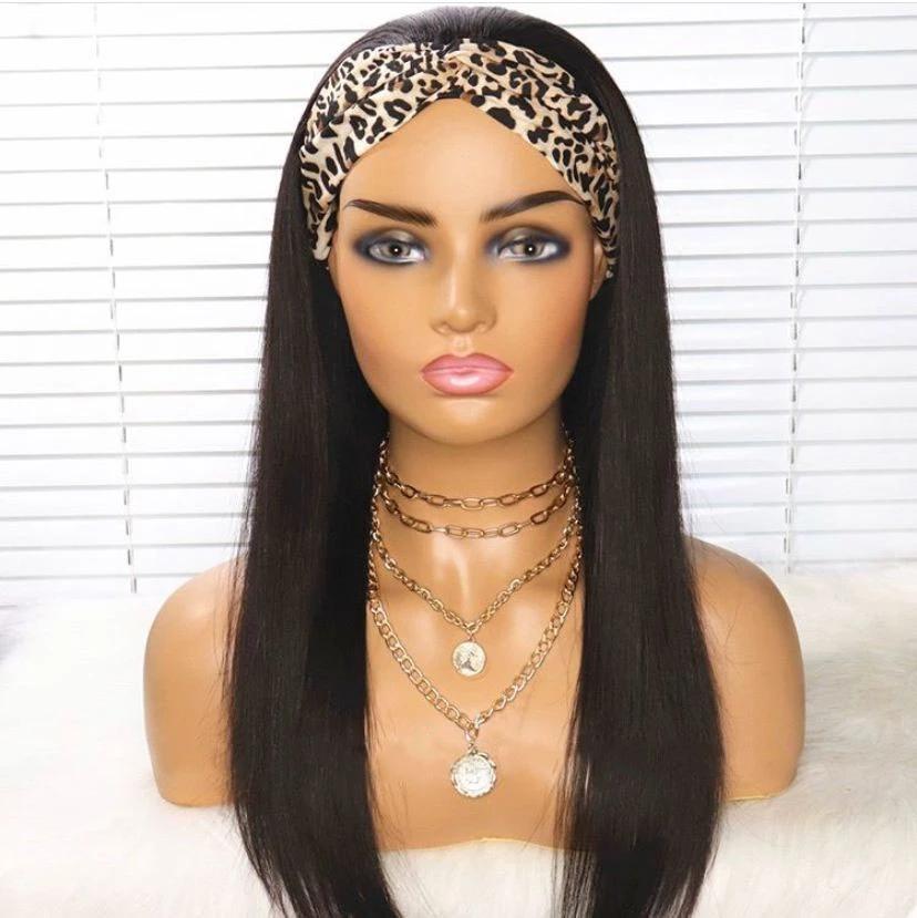 

150% Density Headband Full Machine Wigs DKL Peruvian Water Wave Human Hair Headband Wig for Black Women Remy, Natural color