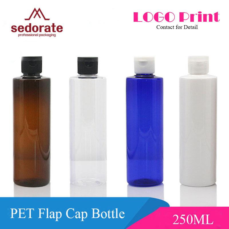 

Sedorate 20 pcs/Lot Plastic Empty Refillable Bottle Cosmetic Packaging PET Flap Cover Cap Bottle 250ML Shampoo Container JX141