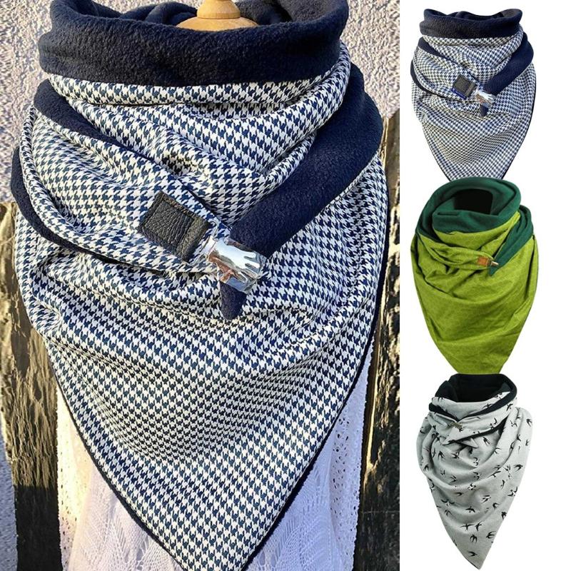 

Female Fashion Printing Button ScarfSoft Wrap Women Casual Warm Winter Scarves Cotton Shawls Bufandas Invierno Mujer 2020