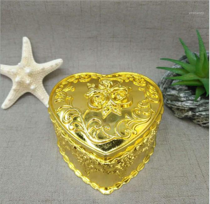 

golden silver heart shape plastic flower bridal shower chocolate boxes ,LJ41