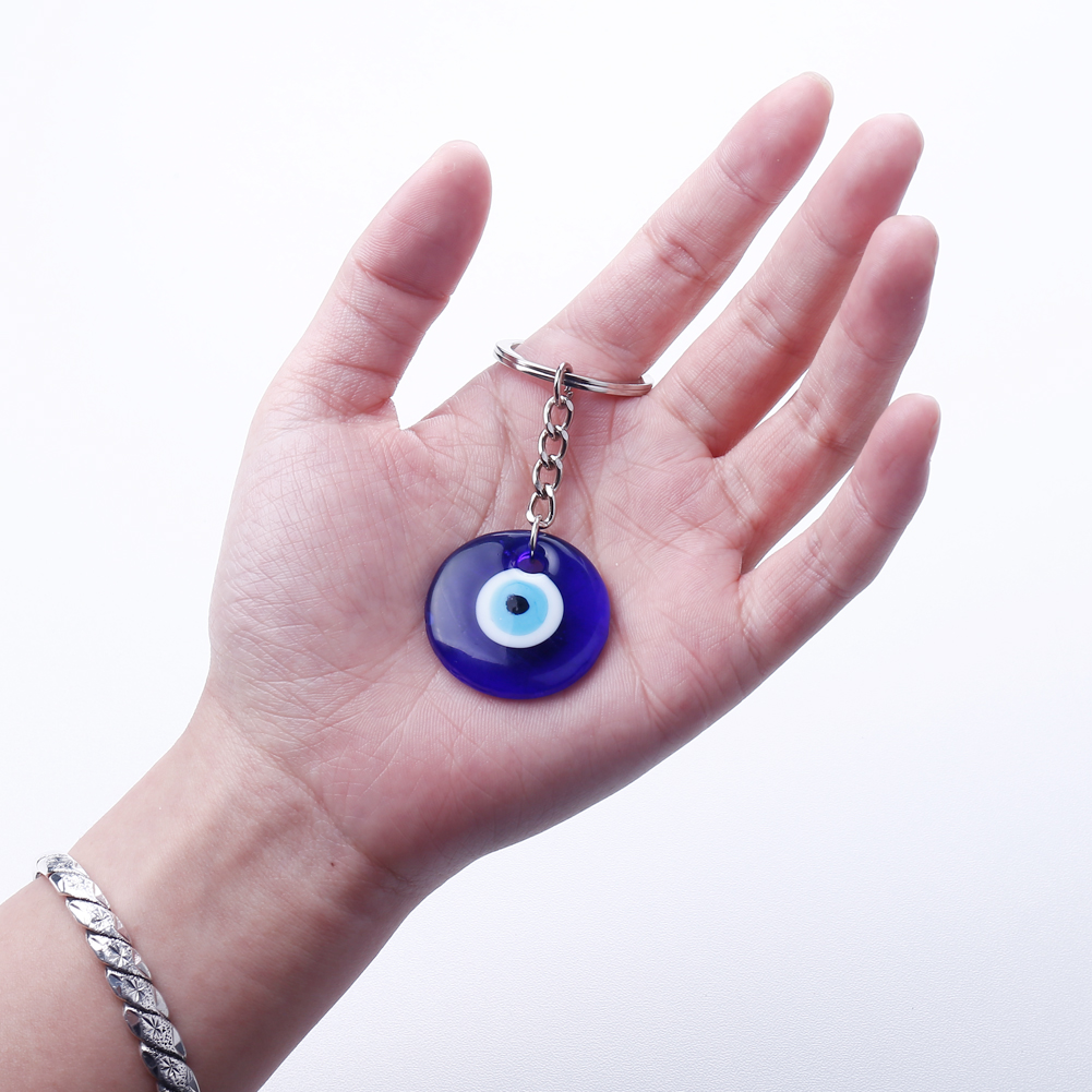 

New Fashion Lucky Jewelry Vintage Glass Blue Evil Eye Pendant Keychain Goth Turkish Devil Eyes Key Chains for Men Women Friend