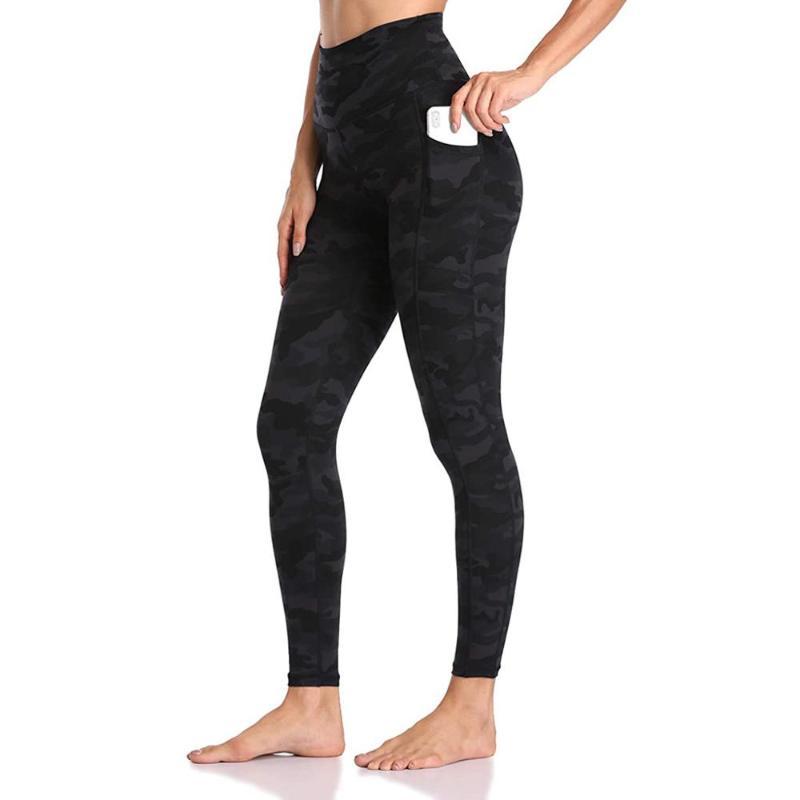 

Womens Sport High Waist Yoga Pants With Pocket Female High Outdoor Camouflage Print Fitness Leggings Activewear Sweatpants, White