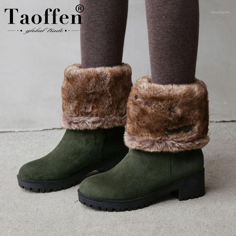 

Taoffen Women Winter Snow Boots Chunky Heels Plush Fur Warm Ankle Boots Round Toe Platform Casual Outdoor Shoes Size 34-431, Black