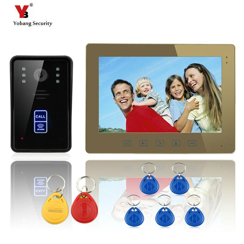 

Yobang Security 10"monitor video door phone for villa Home Video intercom doorbell RFID Camera LED Night Vision Rainproof cover